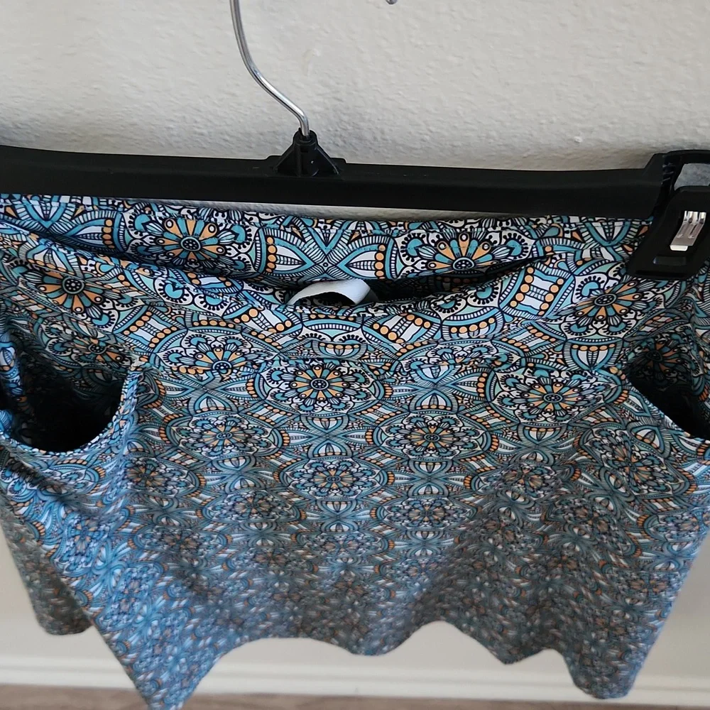 Beroy Blue and Brown A-Line Swim Skirt